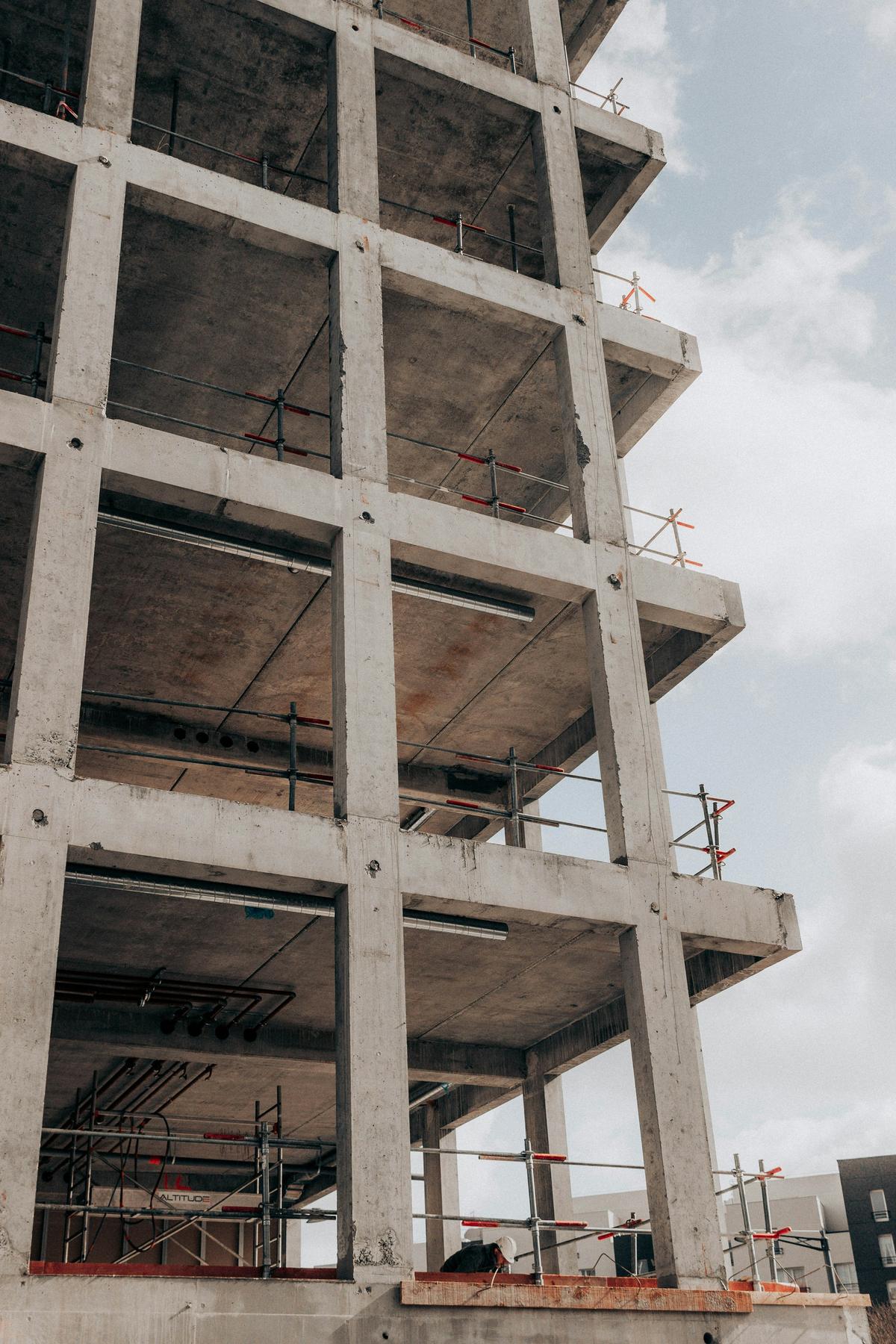 Reinforced concrete frame of a building under construction