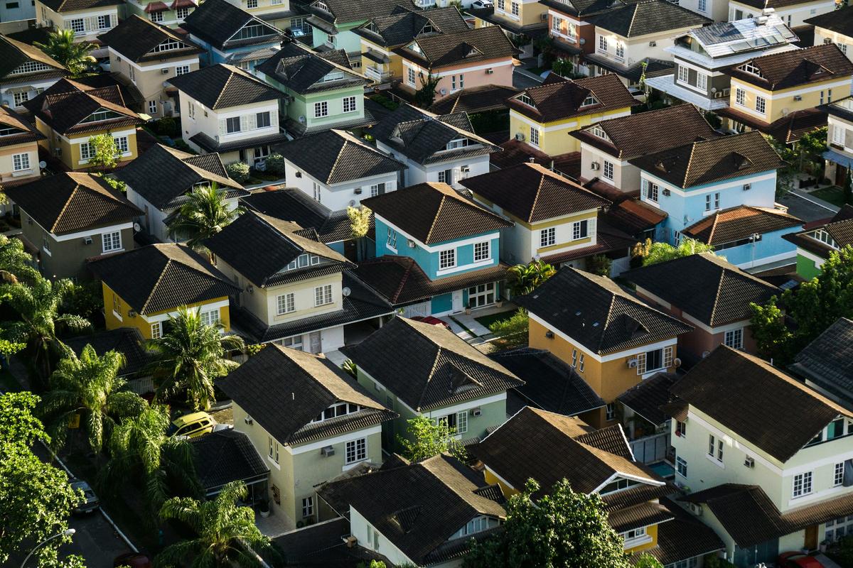 Aerial view of a planned residential neighbourhood